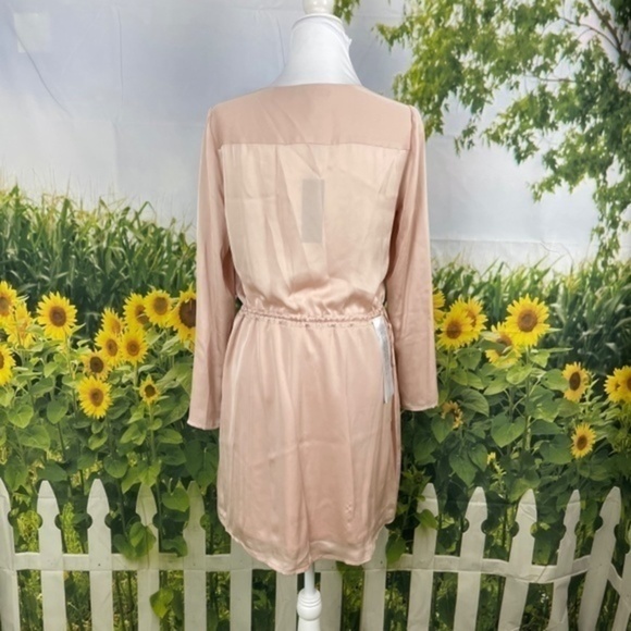 BCBG Bare Pink Long Sleeve Surplice Dress Small - Picture 9 of 13